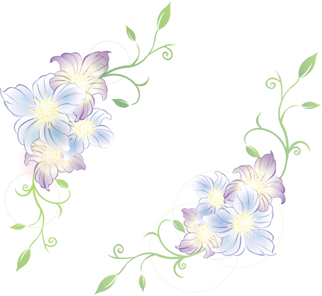 Цветочный орнамент на прозрачном фоне