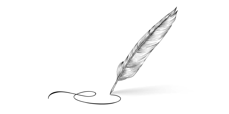 Перо с чернильницей на прозрачном фоне