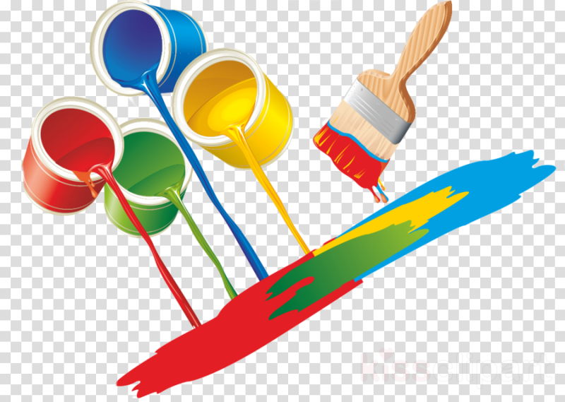 Кисточки и краски на прозрачном фоне
