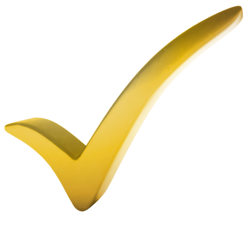 Желтая галочка на белом фоне