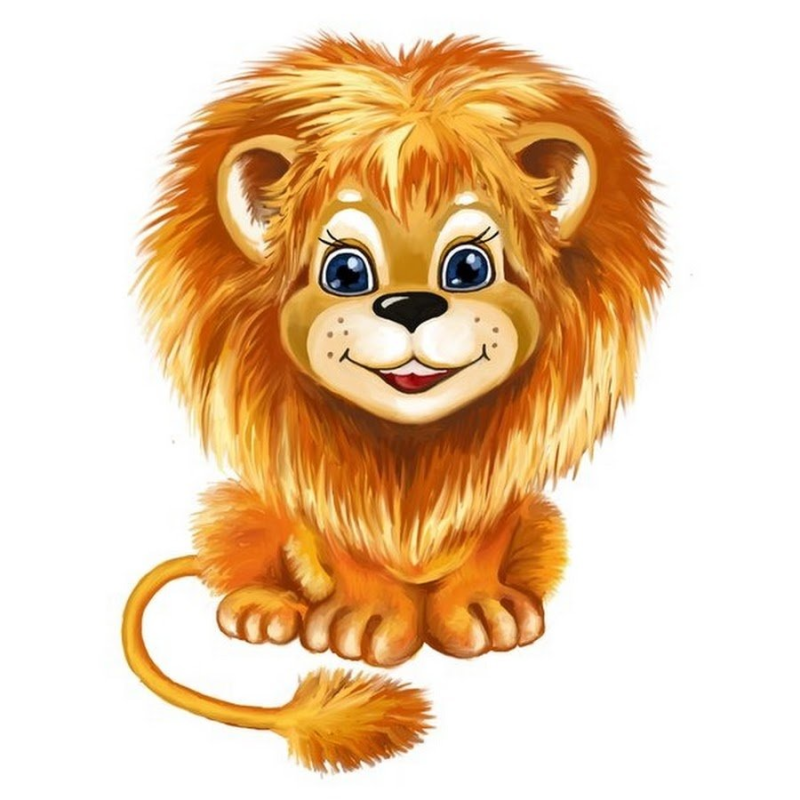 Львенок на белом фоне для детей