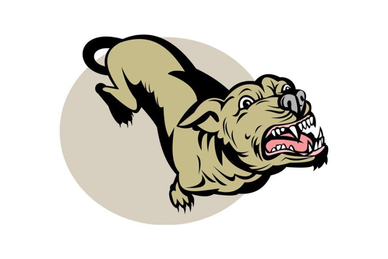 Злая собака на прозрачном фоне