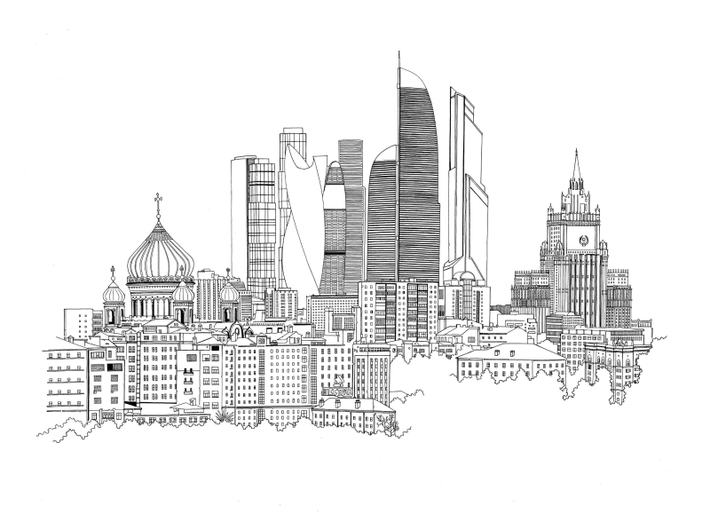 Эскиз современного города