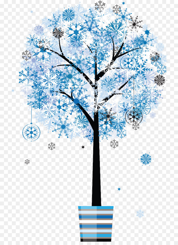 Заснеженное дерево на прозрачном фоне