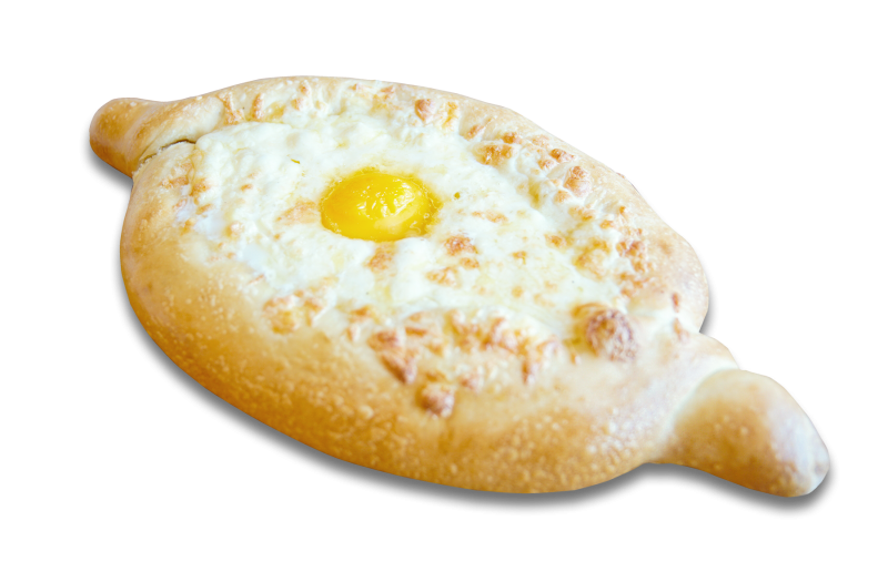 Хачапури по-аджарски на белом фоне