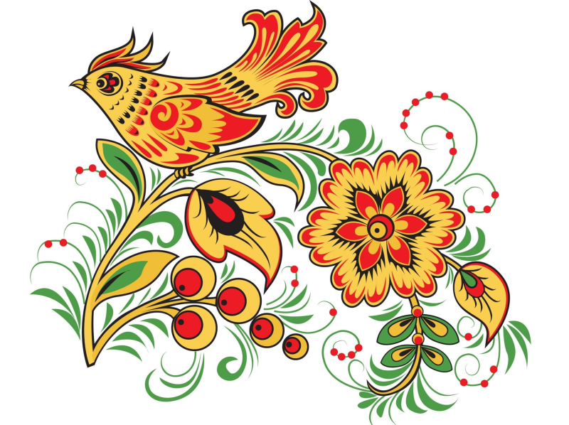 Народная Хохломская роспись птички