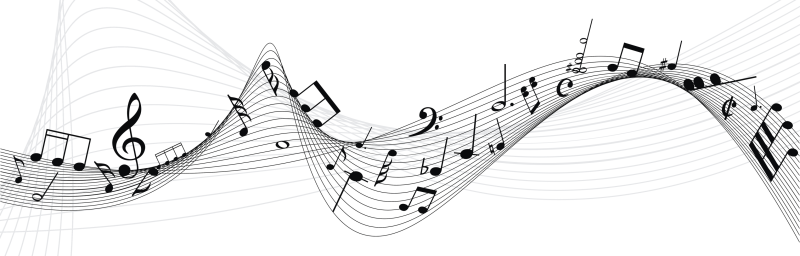 Нотный орнамент на прозрачном фоне