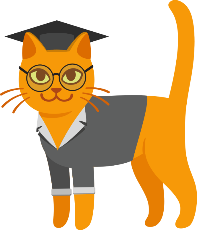 Кот ученый на прозрачном фоне