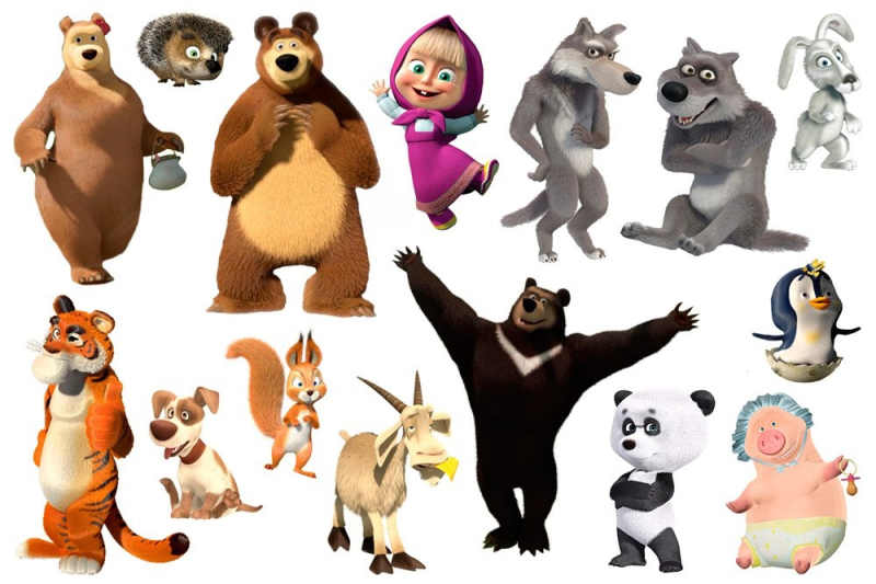 Персонажи мультфильма Маша и медведь