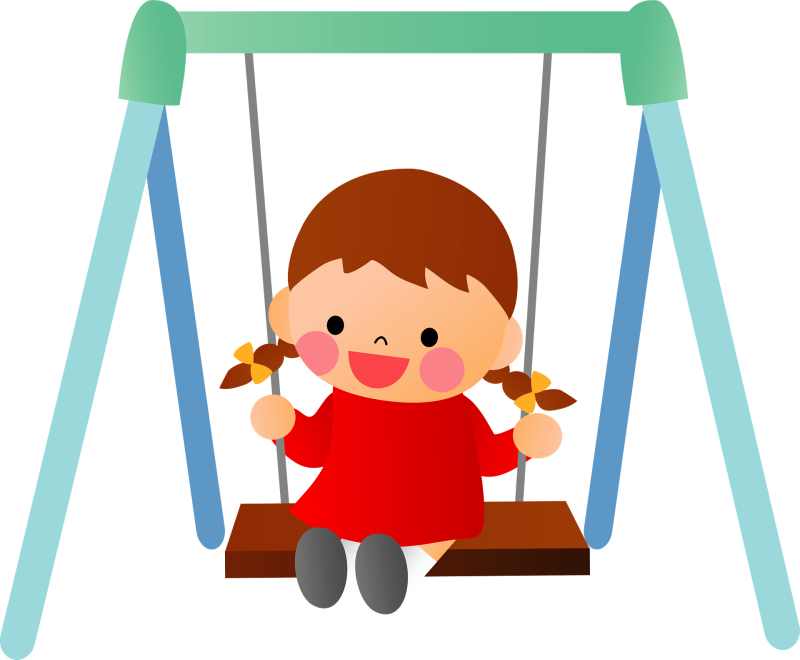 Ребенок на качели без фона