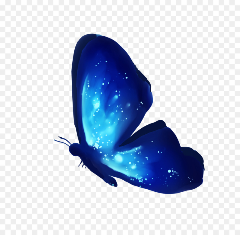 Синие бабочки на прозрачном фоне