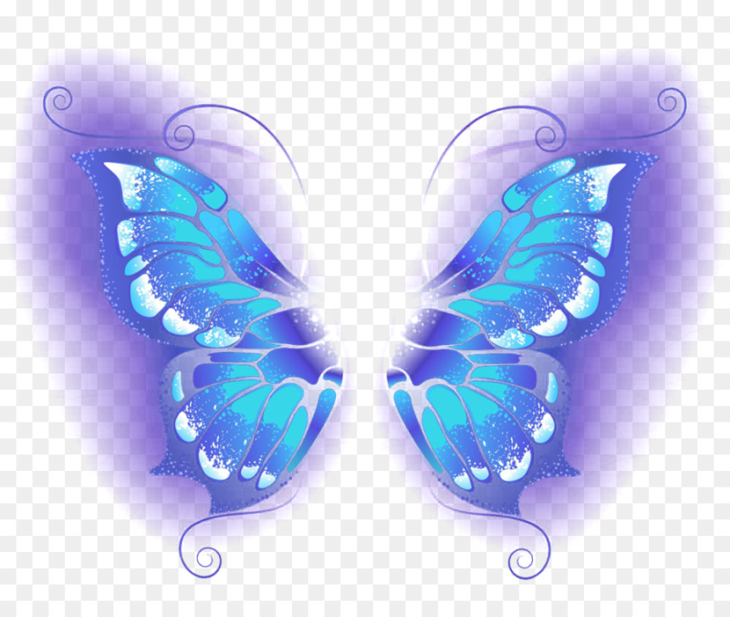 Неоновые бабочки на прозрачном фоне