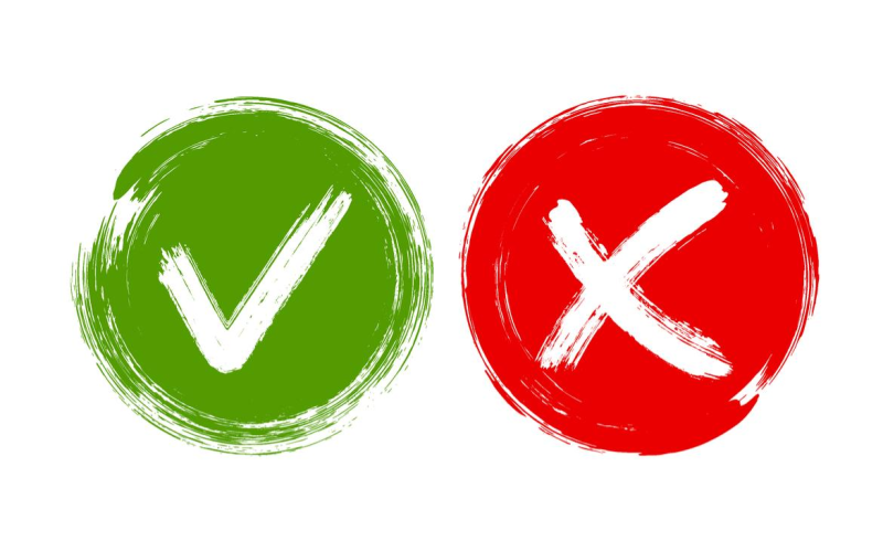 Зеленая галочка и красный крестик