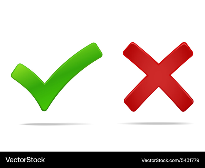 Красный крест и зеленая галочка