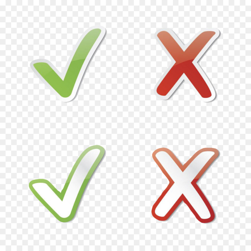 Галочка и крестик на прозрачном фоне