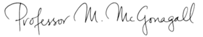 Подпись профессора Макгонагалл