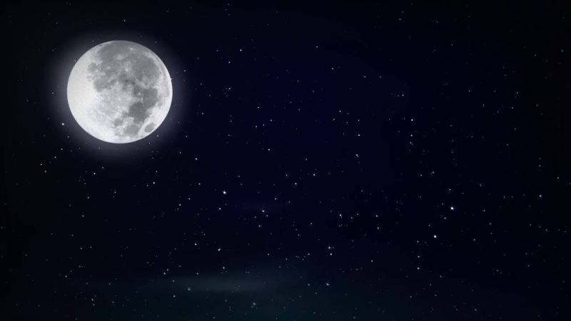 Звездное небо с луной