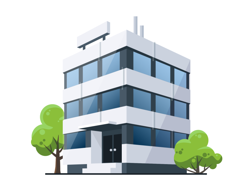 Здание на белом фоне