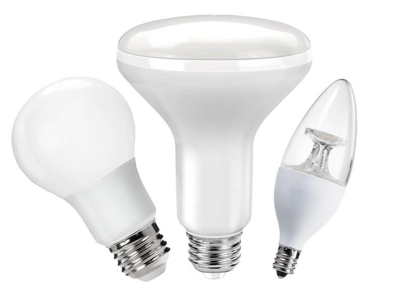 Светодиодная лампа на прозрачном фоне