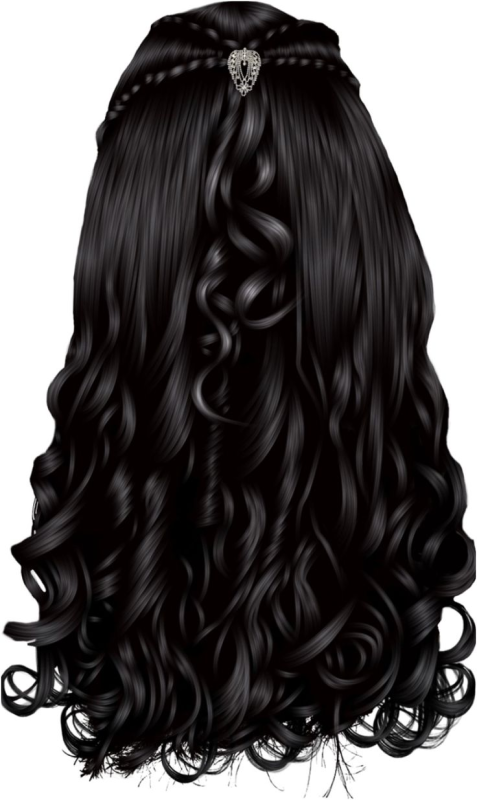 Черные волосы на прозрачном фоне