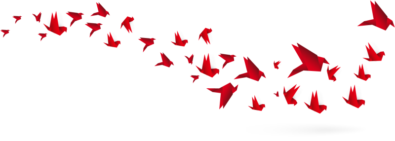 Бумажные Журавлики на белом фоне