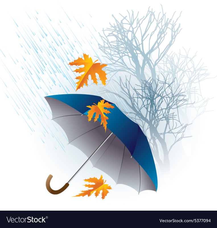 Осенние листочки с зонтиками