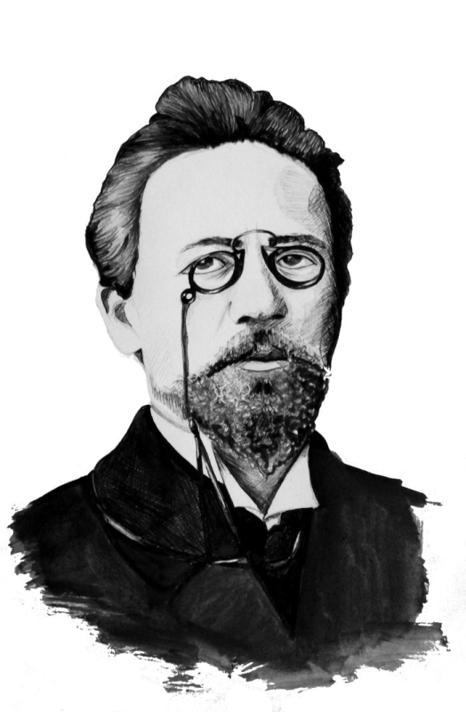 Чехов Антон Павлович портрет черно-белый