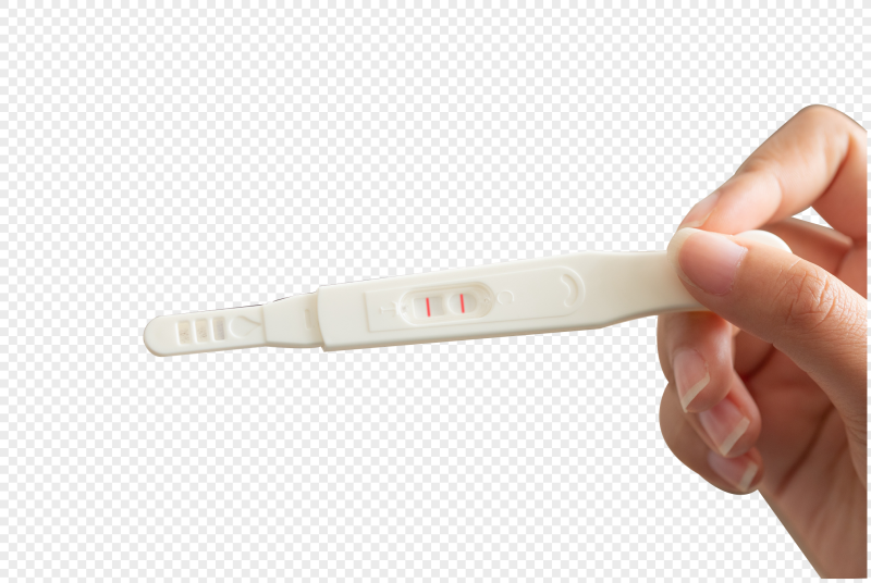 Положительный тест на беременность на прозрачном фоне