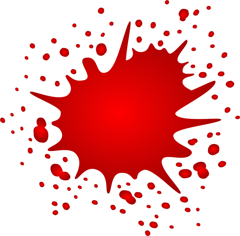 Красная Клякса на белом фоне