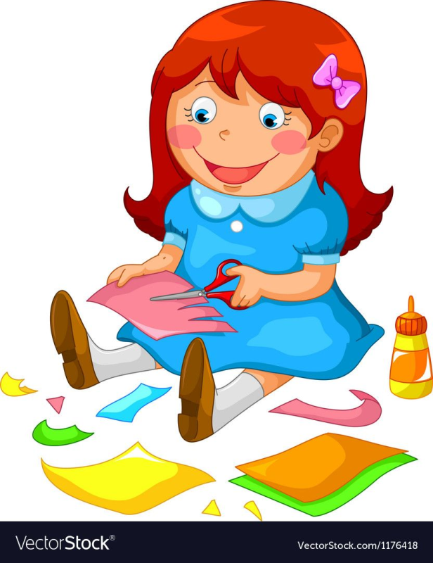 Девочка делает аппликацию