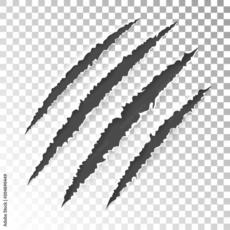 Царапины от когтей на прозрачном фоне