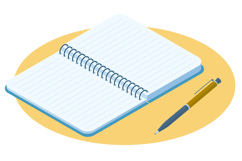 Блокнот с ручкой на прозрачном фоне