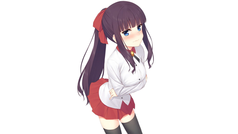 Аниме девушка на белом фоне