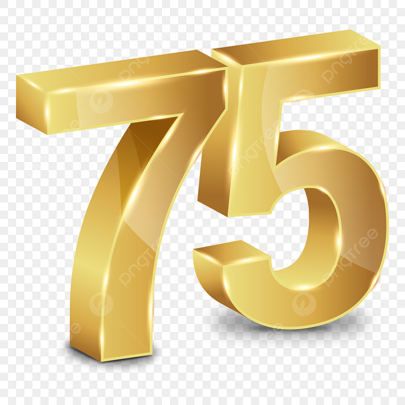 Красивая цифра 75 на прозрачном фоне
