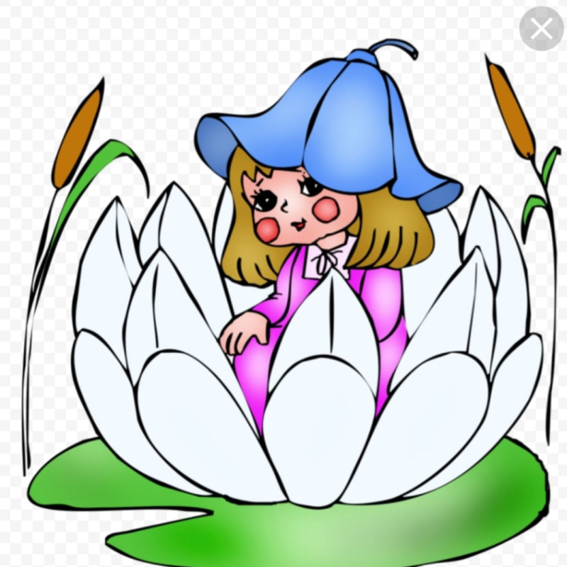 Дюймовочка на белом фоне