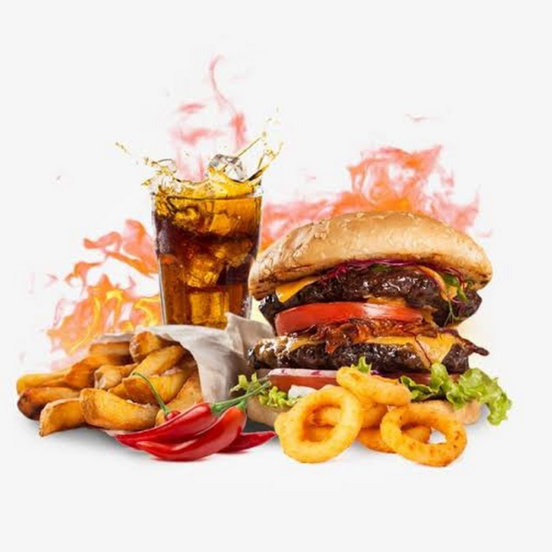 Вредная еда на белом фоне