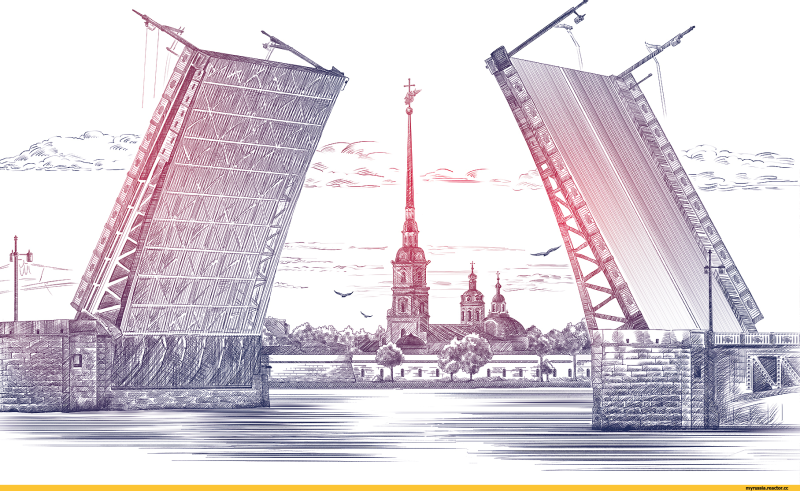 Разводные мосты в Санкт-Петербурге вектор