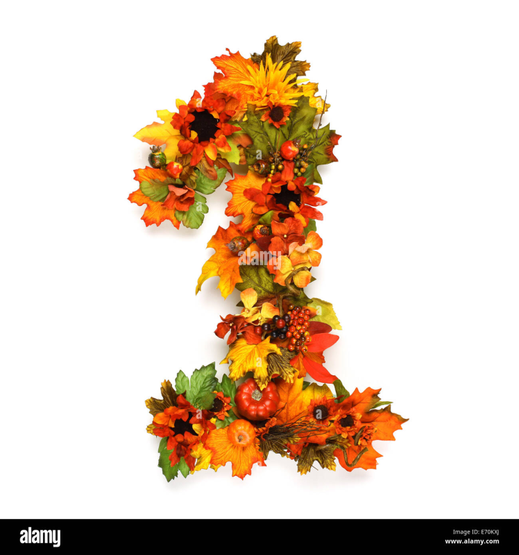 Цифры из осенних листьев