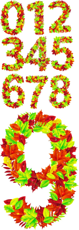 Осенние буквы на прозрачном фоне