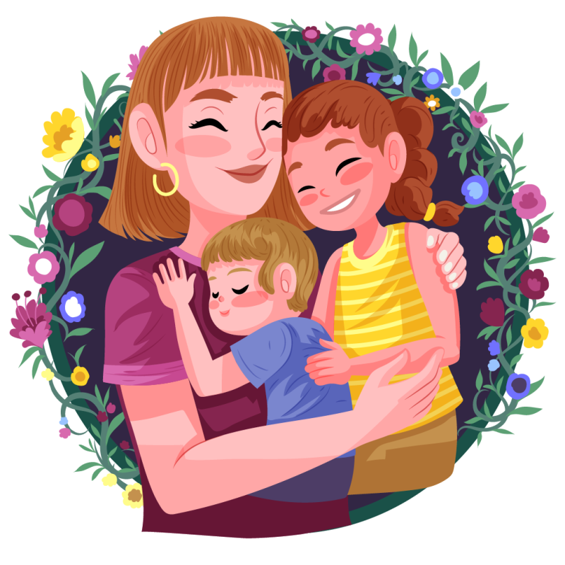 Мама с ребенком на прозрачном фоне