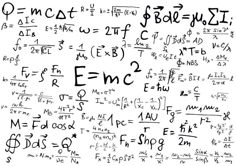 Сложные математические формулы на белом фоне