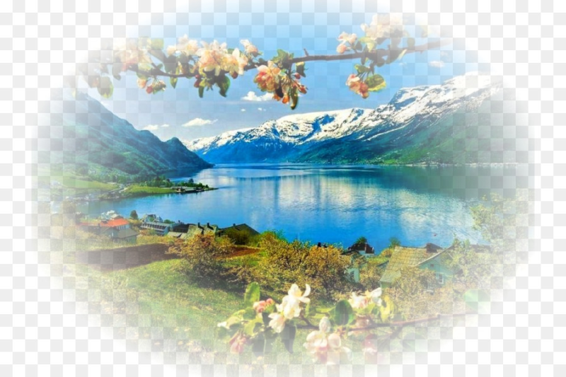 Пейзаж Весна на прозрачном фоне