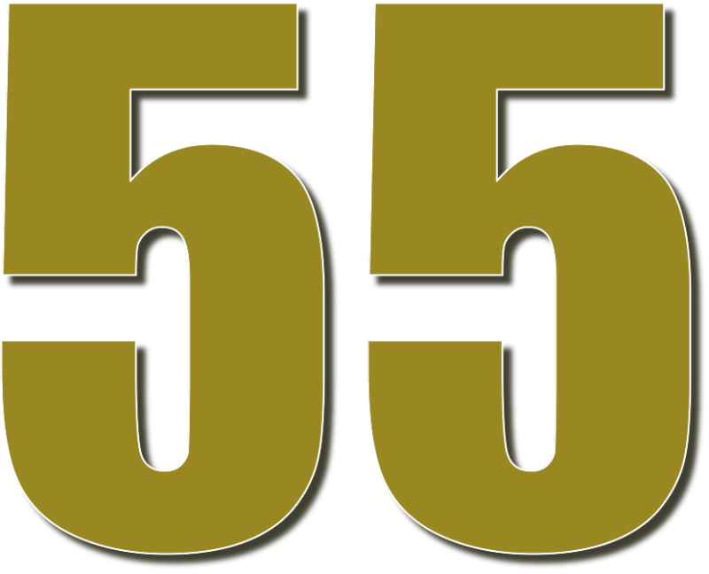 Цифра 55 на прозрачном фоне