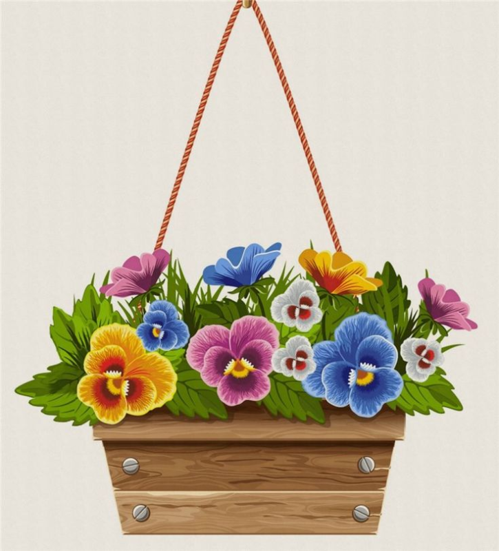 Подвесные цветы в горшках