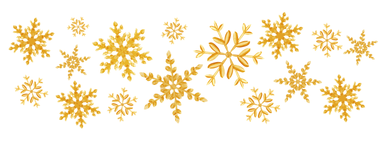 Золотые снежинки на прозрачном фоне
