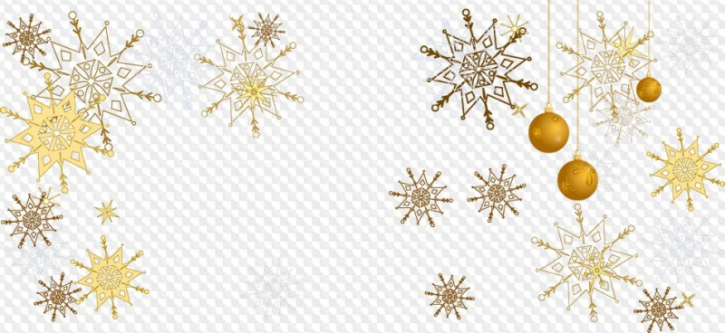 Золотые снежинки на белом фоне
