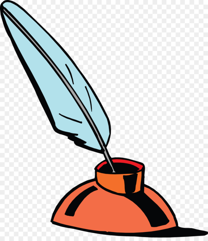 Перо с чернильницей на прозрачном фоне