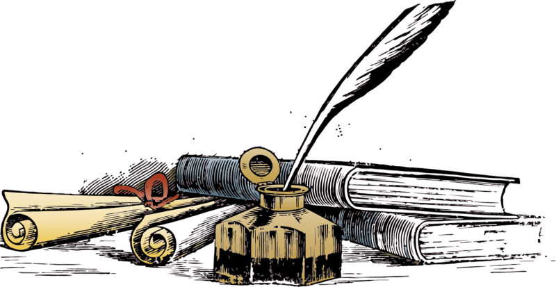 Перо и чернила на прозрачном фоне