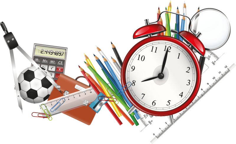 Школьные атрибуты на прозрачном фоне