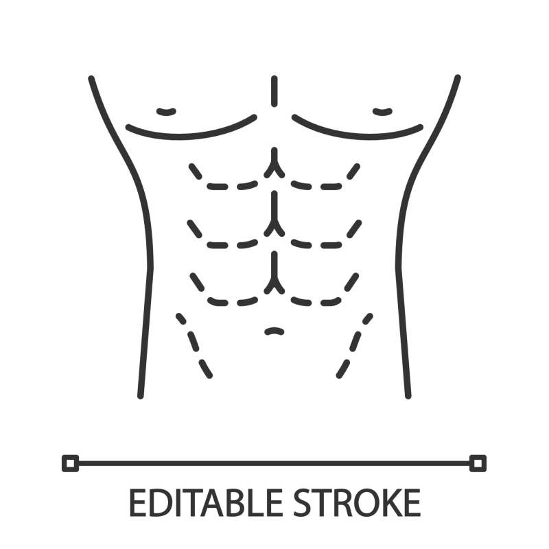 Очертания кубиков на животе